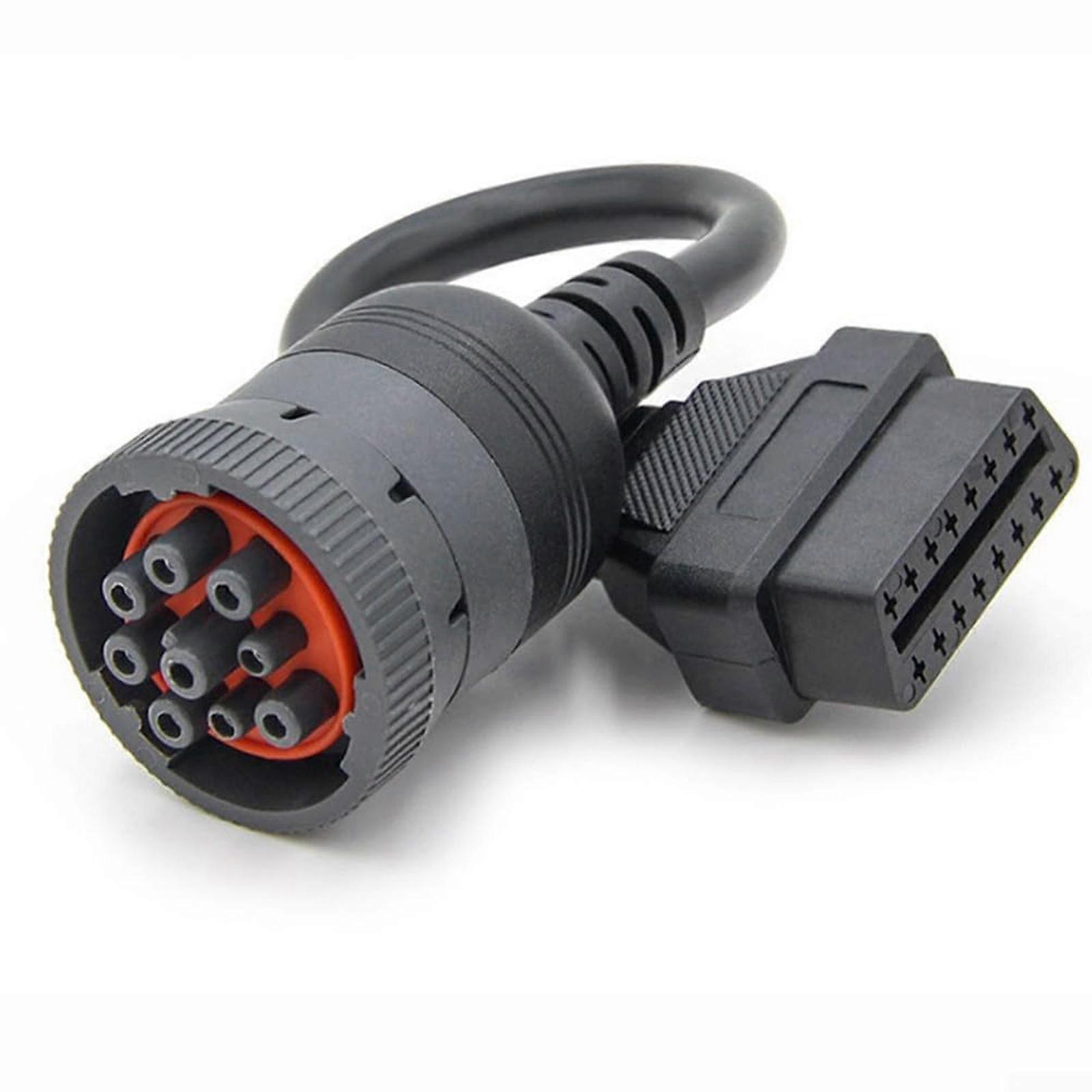 Auto Diagnostic Adapter J1939 9Pin To OBD2 16Pin Heavy Duty Cable for Multiple Vehicle Models Easy Installation Multicolor