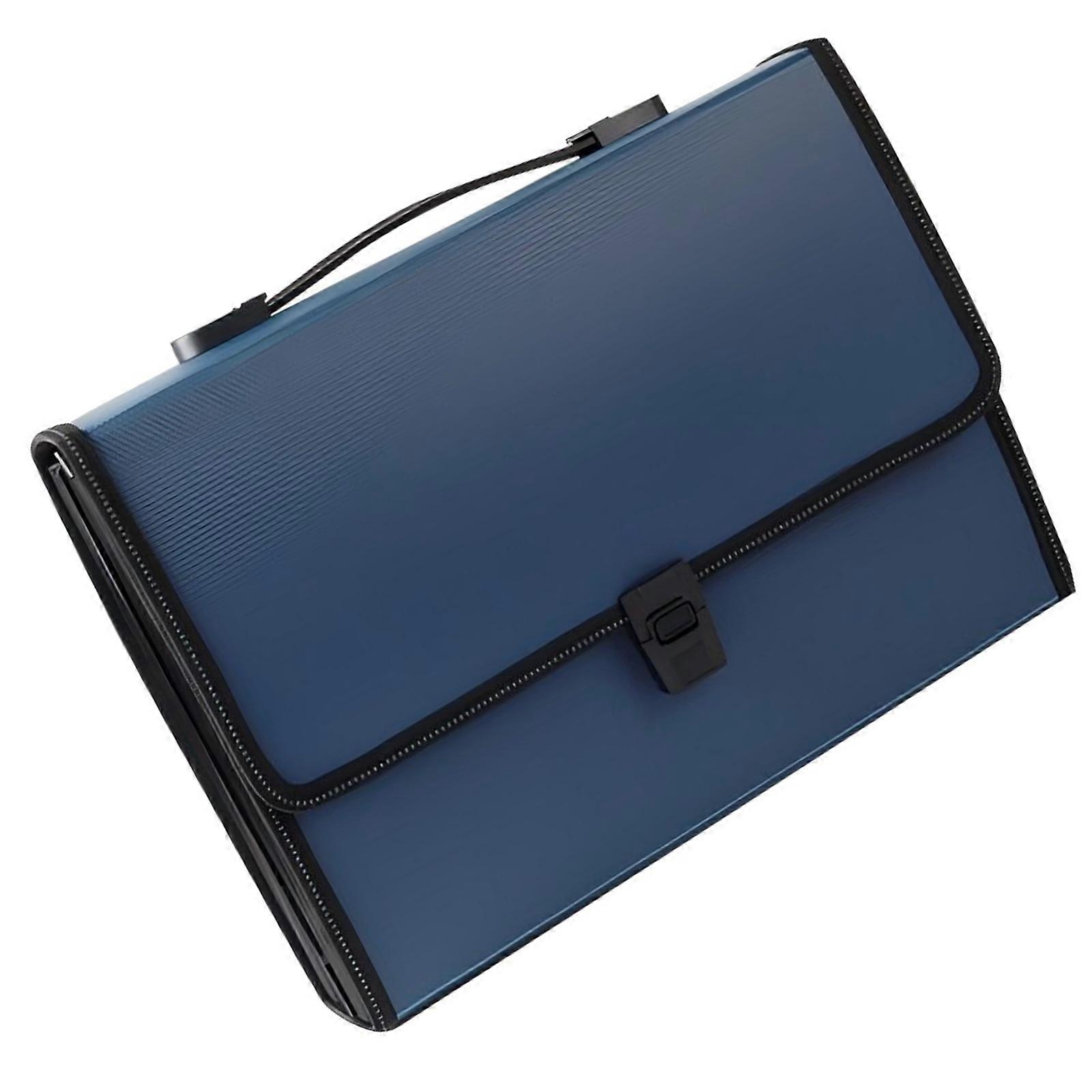 Portable Waterproof File Box 26 Grids A4 Document Organiser Office Paper Storage File Case Durability  Blue