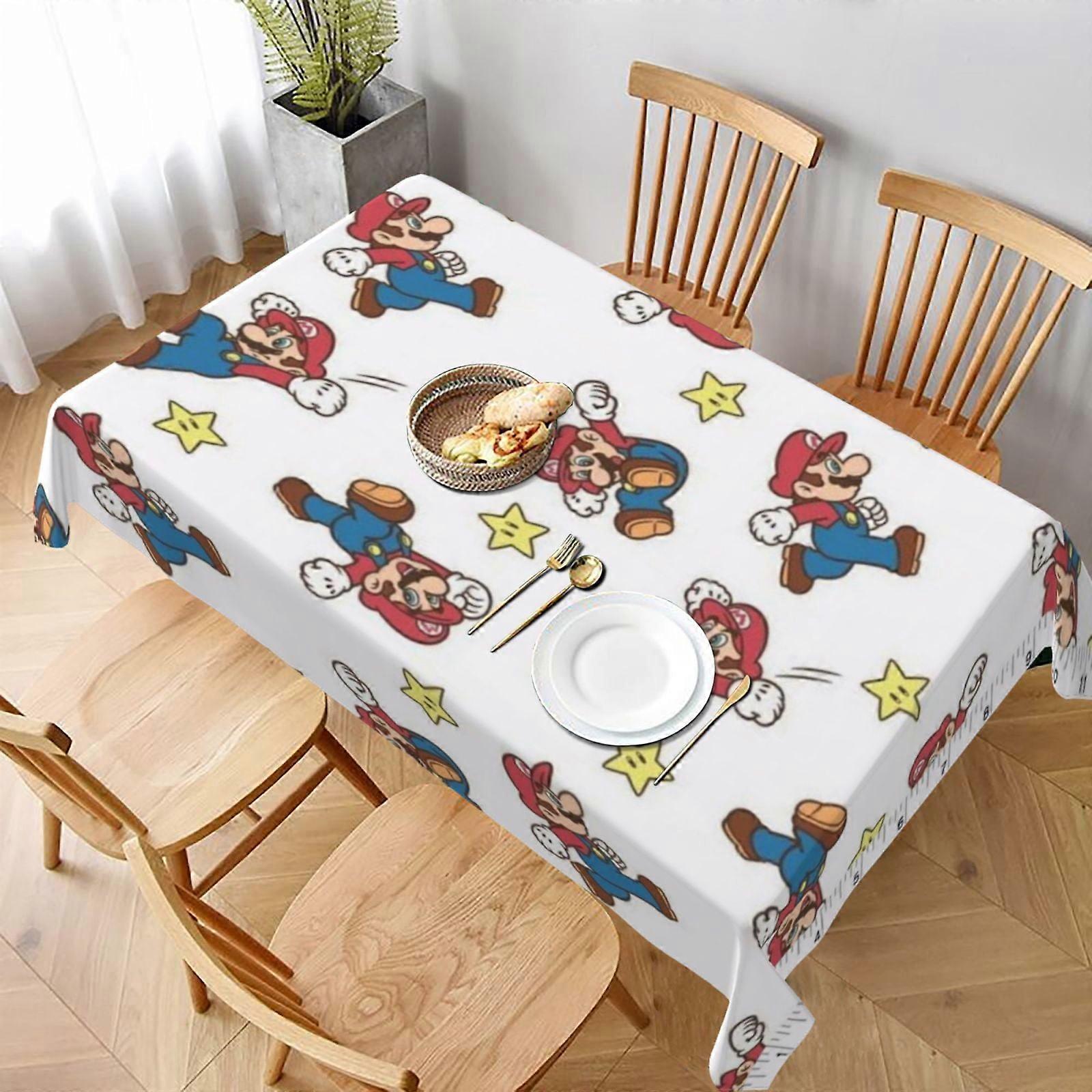 Mario Rectangular Tablecloth Water Resistance Antiwrinkle Spillproof Soft Fabric Table Cloth 60"X90"