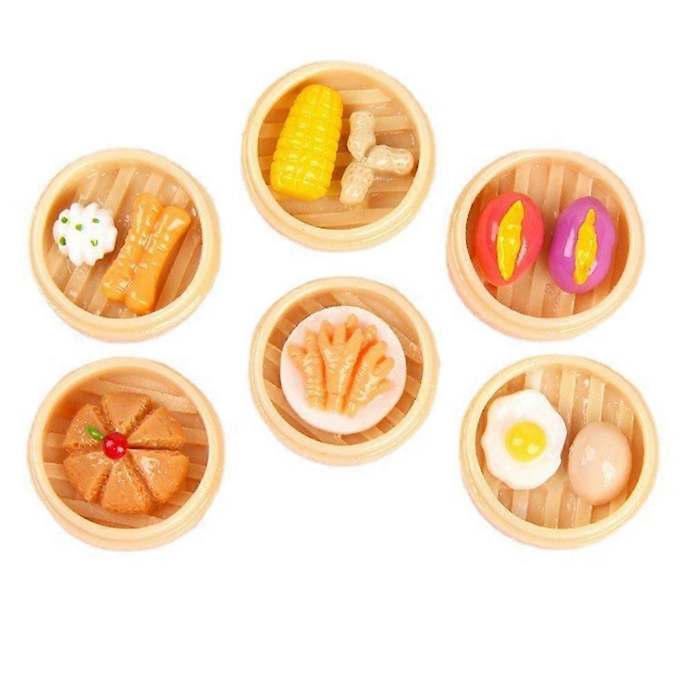 Mini Play Food 6Pcs for Decoration Chinese Steamer Simulation