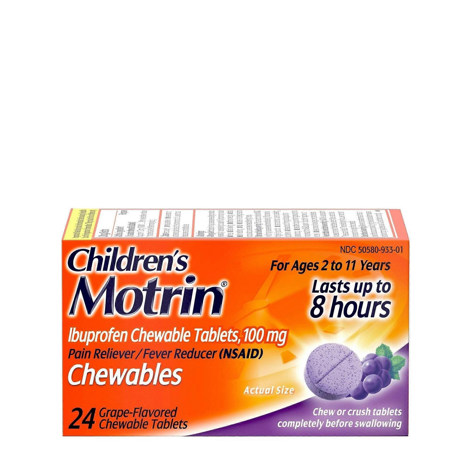 Children's Motrin Pain Reliever & Fever Reducer Chewable Tablets, Grape, 24 Ea