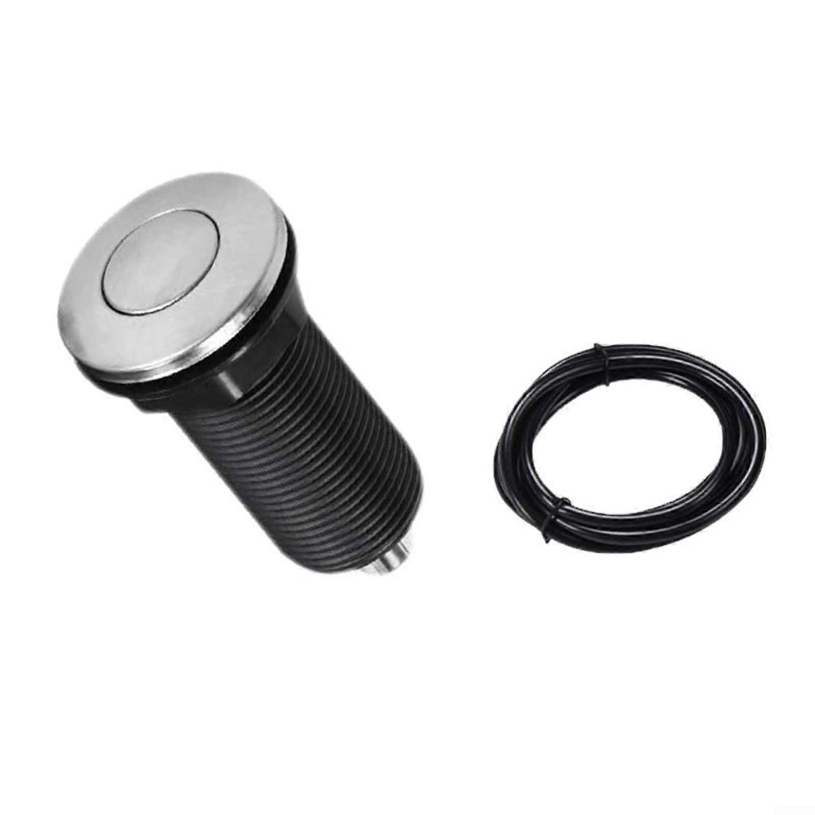 Air Switch Push Button Toilet Flush Replacement Metal Pneumatic Switch Black Universal Compatibility