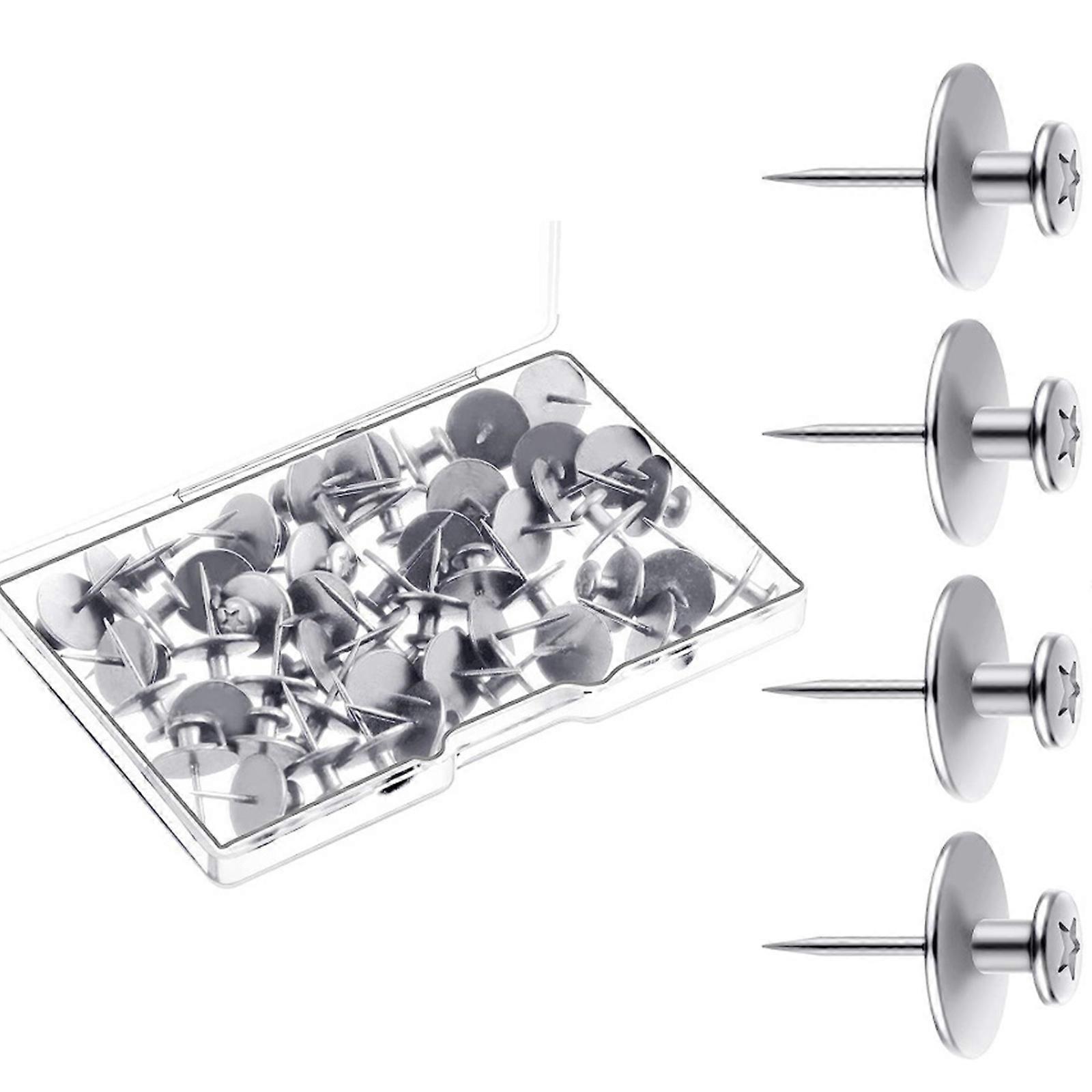 30Pcs Flat Head Push Pin I Shape Metal Push Pins for Bulletin Board Cork Notice Board Pin Thumb Tacks Drawing Pins  silver