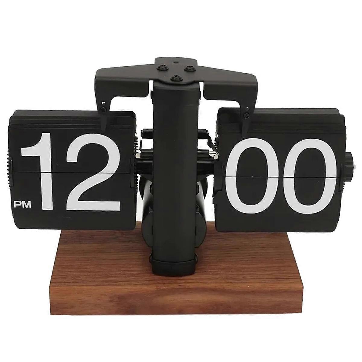 Flip Desk Clock, Digital Retro Clock with Automatic Rotating Tube, Battery Operated Mechanical Melting Clock Decoration