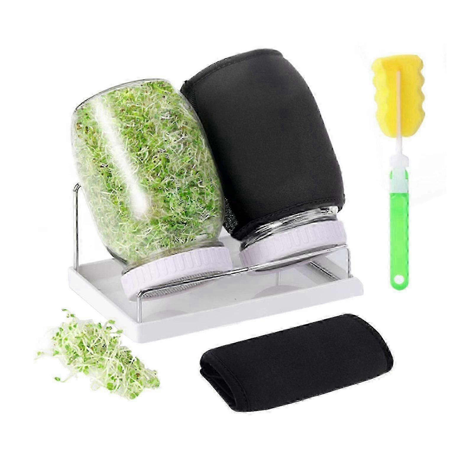 Sprouting Kit, 2 Wide Mouth Mason Jars, Sprouts Growing Kit Growing Jar With Mesh Screen Lids New