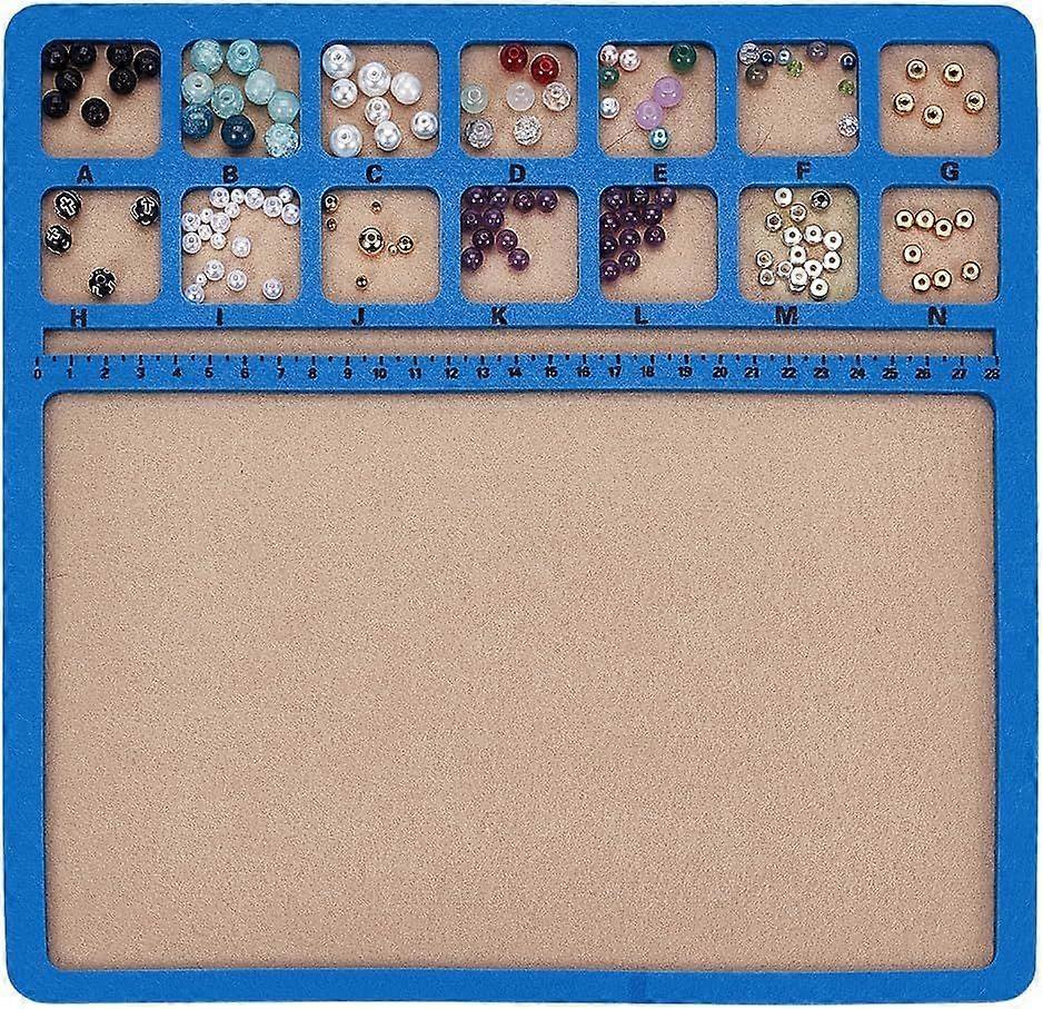 Blue Bead Mat with Rectangular Felt Board 30 x 30 cm with Ladders and 14 Grids Bead Tray for Jewellery Making Beads Supplies