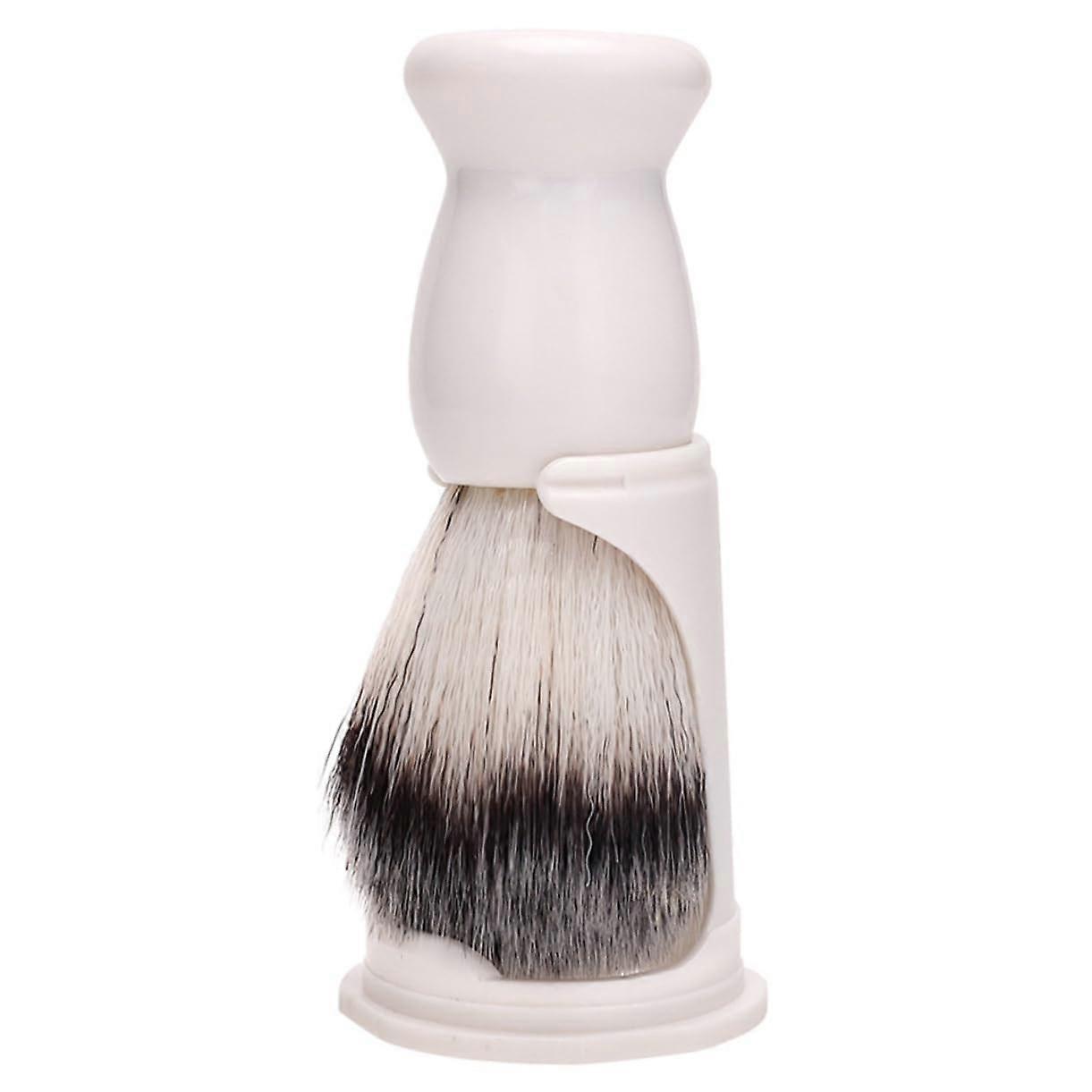 Beard Shaving Brush Stand Set with Bowl for Men's Wet Shave and Daily Beard Grooming White