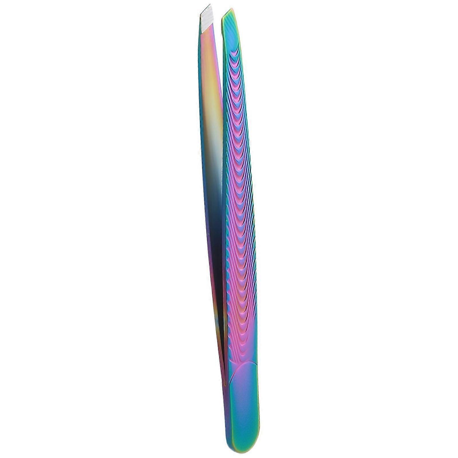 Stainless Steel Precision Slant Tip Eyebrow Tweezers with Ergonomic Grip, Multicolor 9.6cm