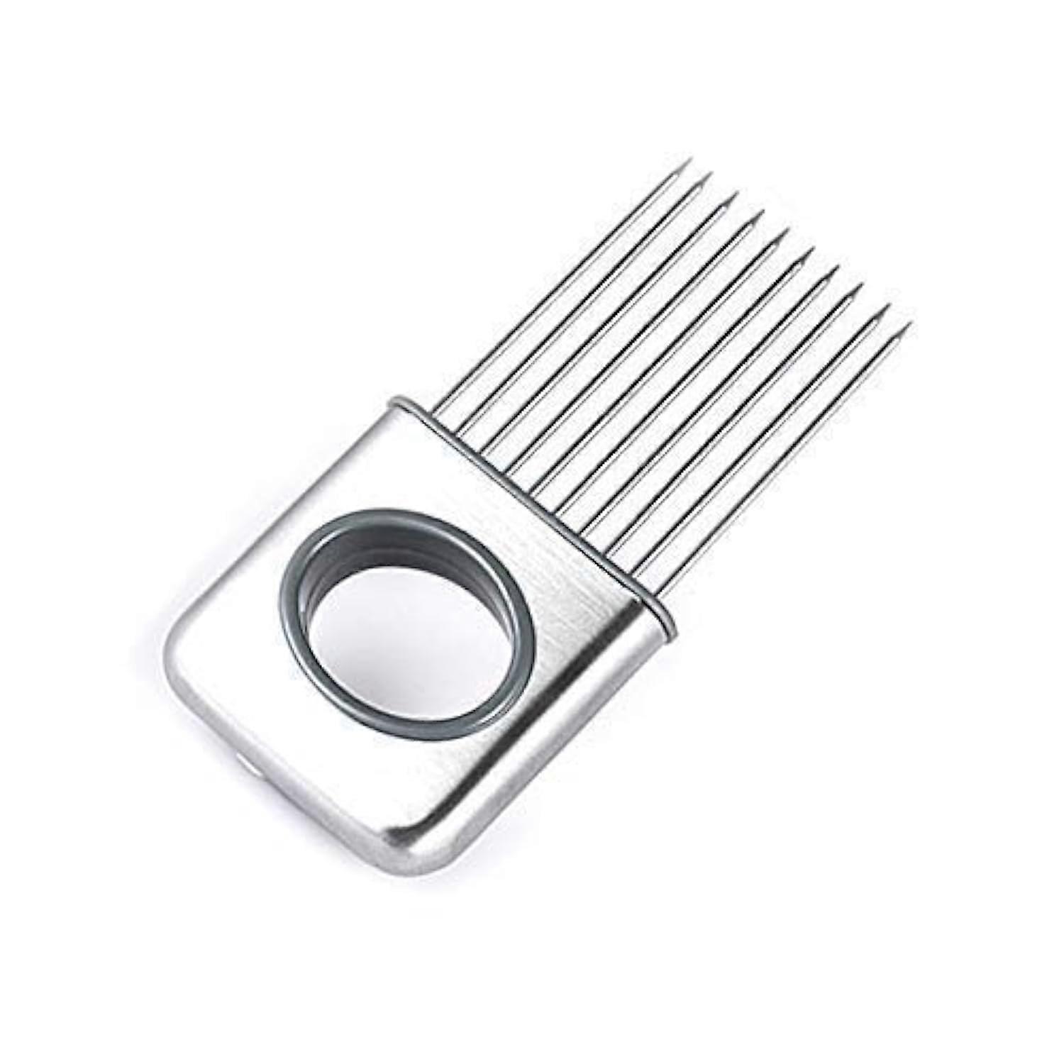 Stainless Steel Onion Holder Slicer with 10 Prongs for Safe Precision Cutting and Meat Tenderizing
