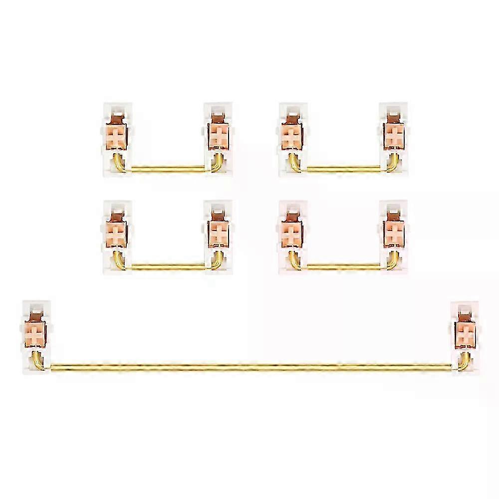 Gold Plated Plate Mounted Stabilizer for Custom Mechanical Keyboard 2U 625U (1+4  White Pink)