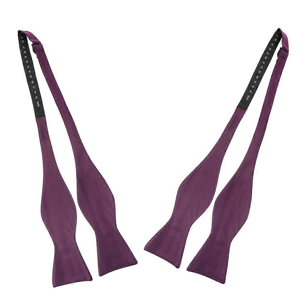 Purple Solid Color Bow Tie for Men Self Tie 2Pcs Wedding Accessory