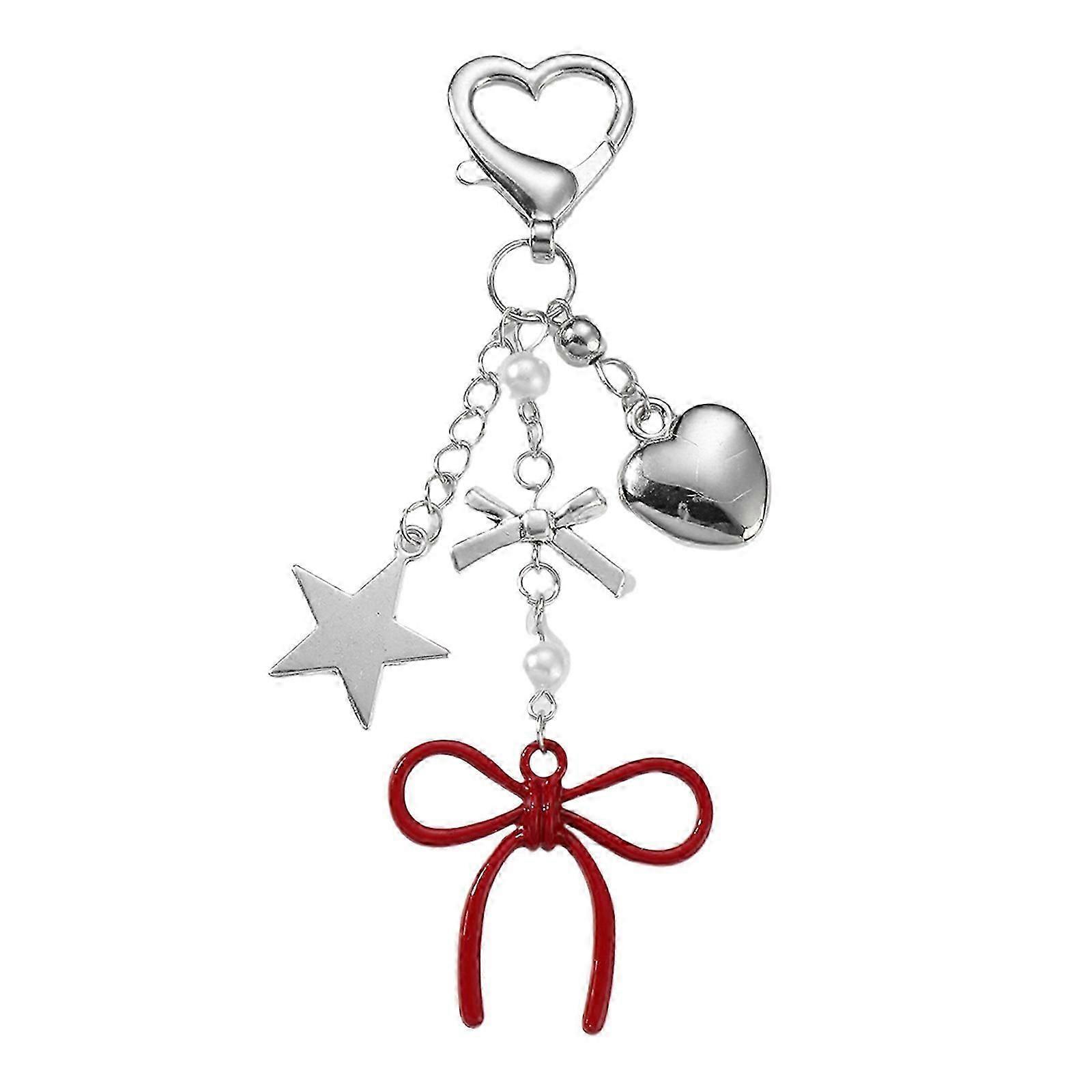 Bowknot Key Ornament Delicate Star Keychain Pendant Alloy Texture Hanging Pendant for Adding a Touch of Elegances