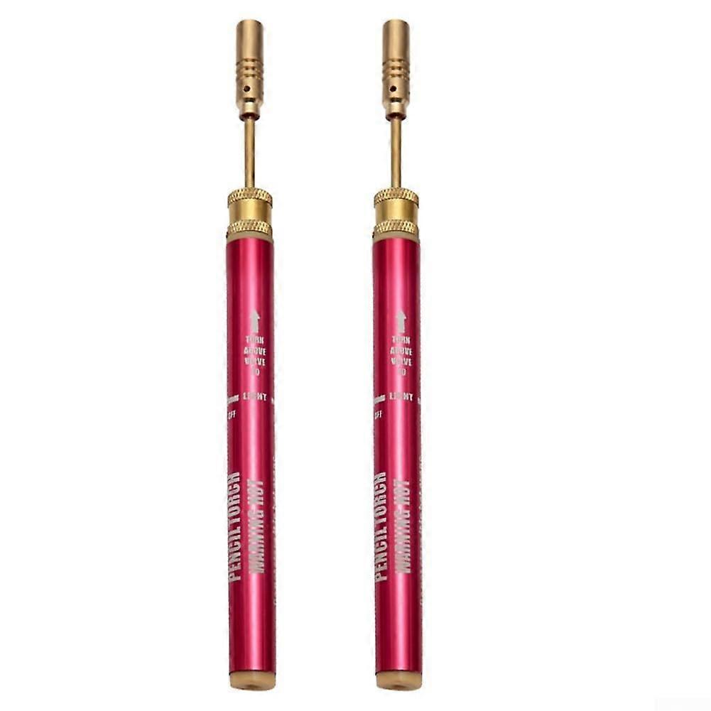 Pink Cordless Butane Soldering Iron Pen Torch with Adjustable Flame for Jewelry  and Welding, 2pcs