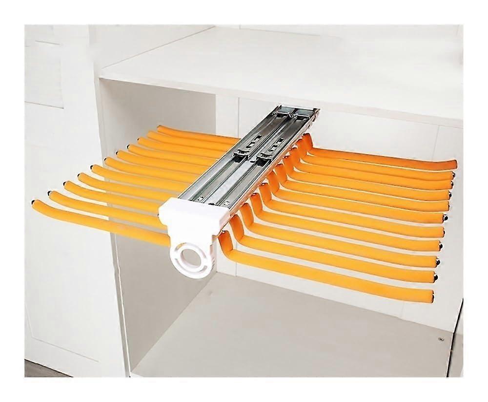 Pull Out Pants Rack Double Row 22 Arm Closet Organizer for Jeans and Trousers Space Saving Beige