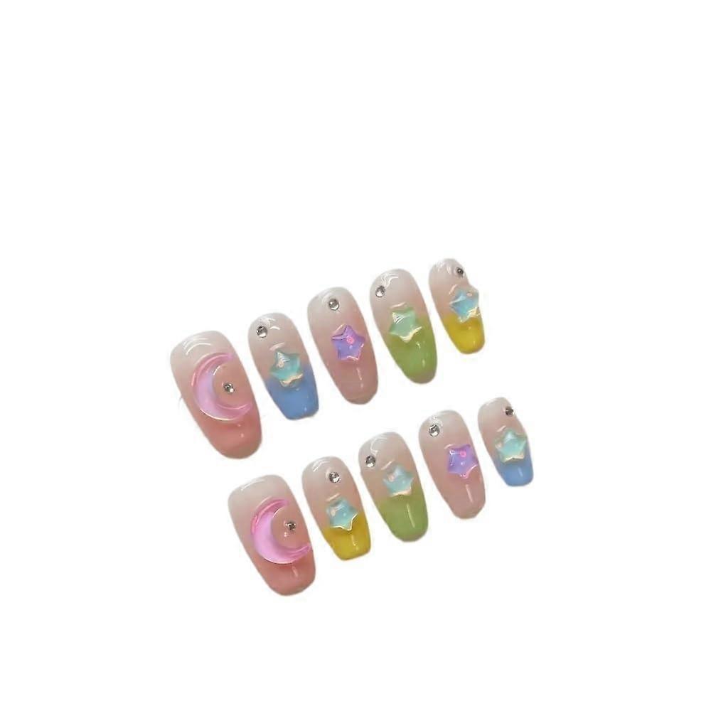 Brown Checkerboard Press On Nails with Teddy Bear Design, Reusable Long Coffin False Nails