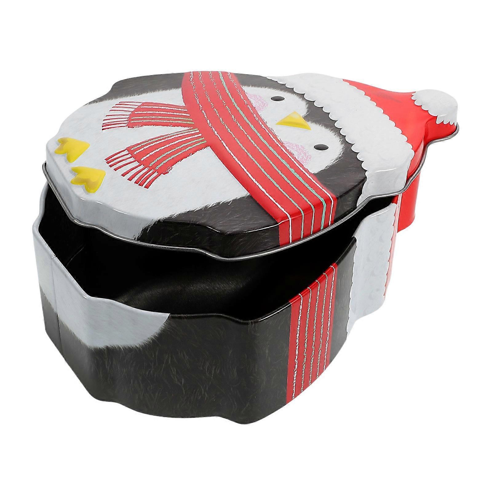 Penguin Metal Candy Box for Storage Christmas Cookie Tin with Lid