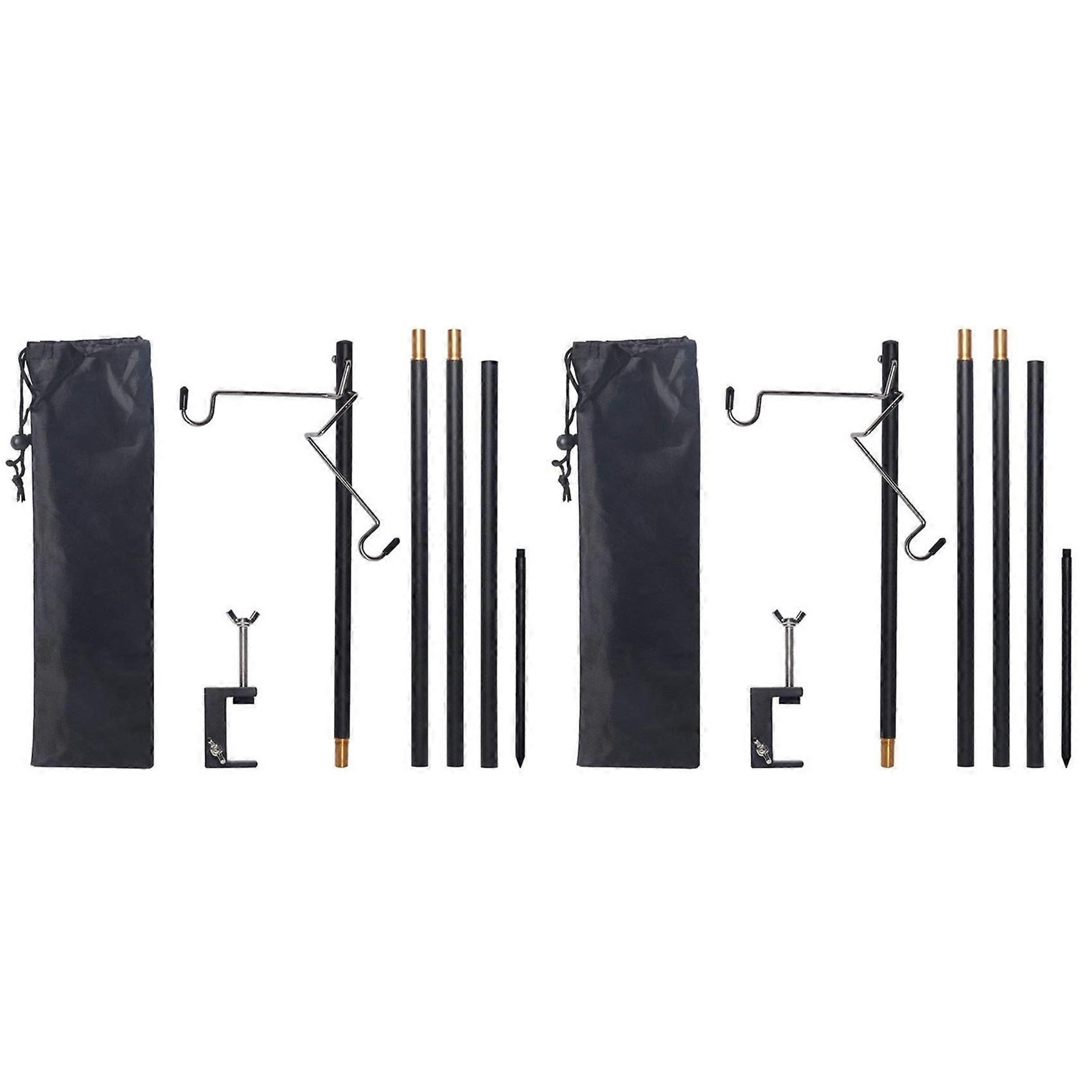 2X Detachable Camping Lantern Lamp Bracket Mount Portable Storage Hook Tent Table Hanging Light Holder Fixing Stand Set