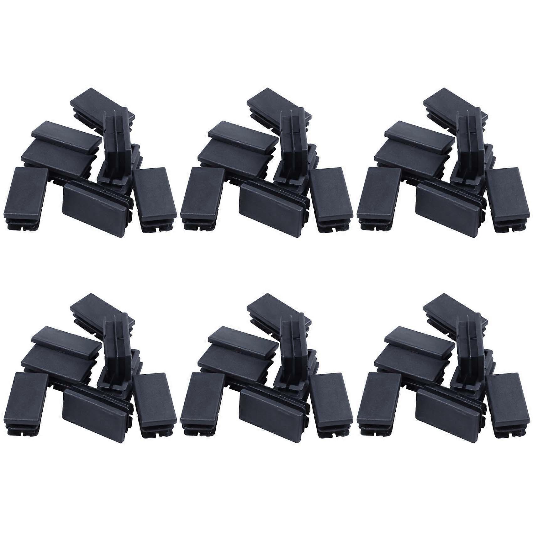 48 Pcs Black Plastic Rectangular Blanking End Caps Inserts 20mm X 40mm