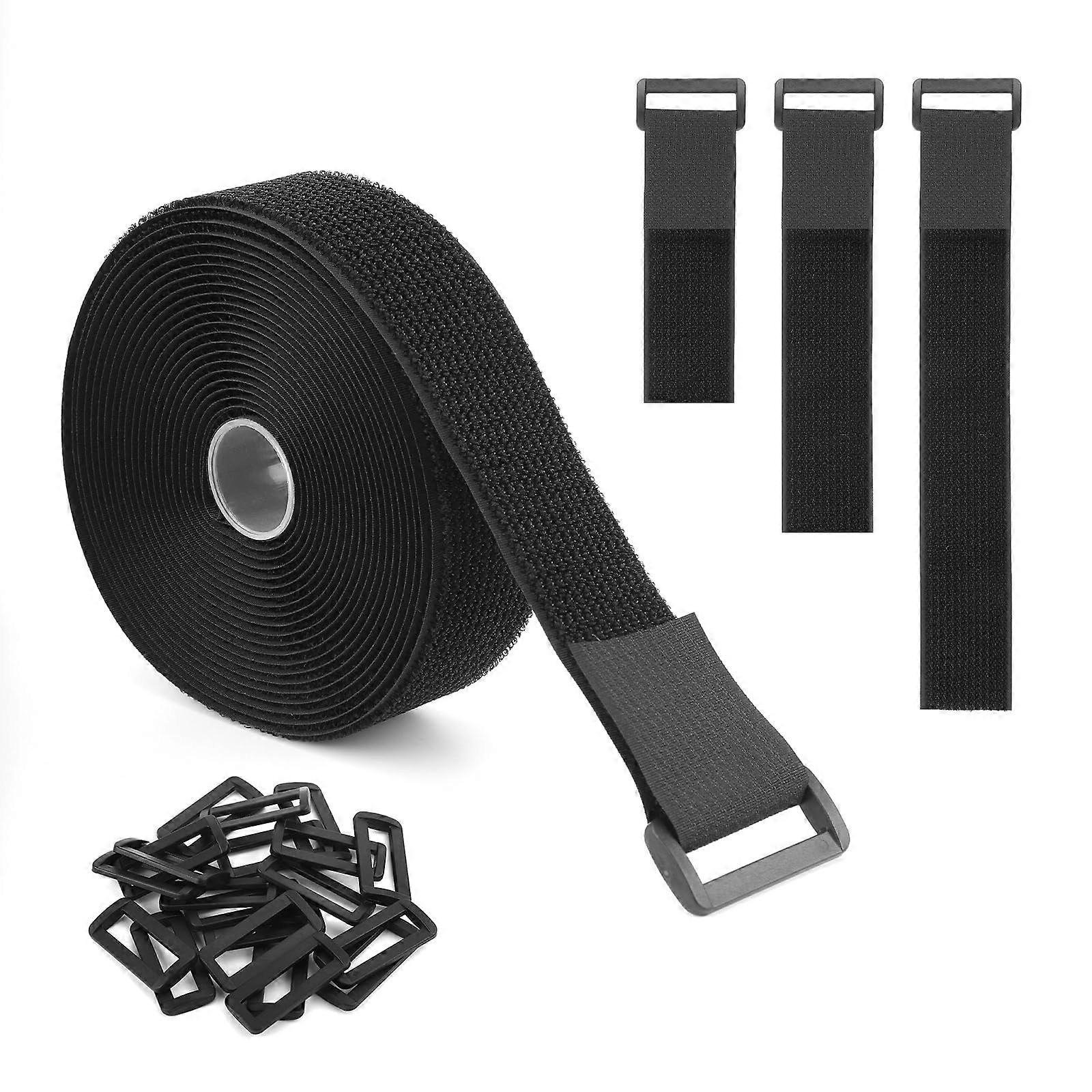 Hook and Loop Straps with 20 Buckles, Adjustable Nylon Cinch Straps for Cable and Storage Organizer