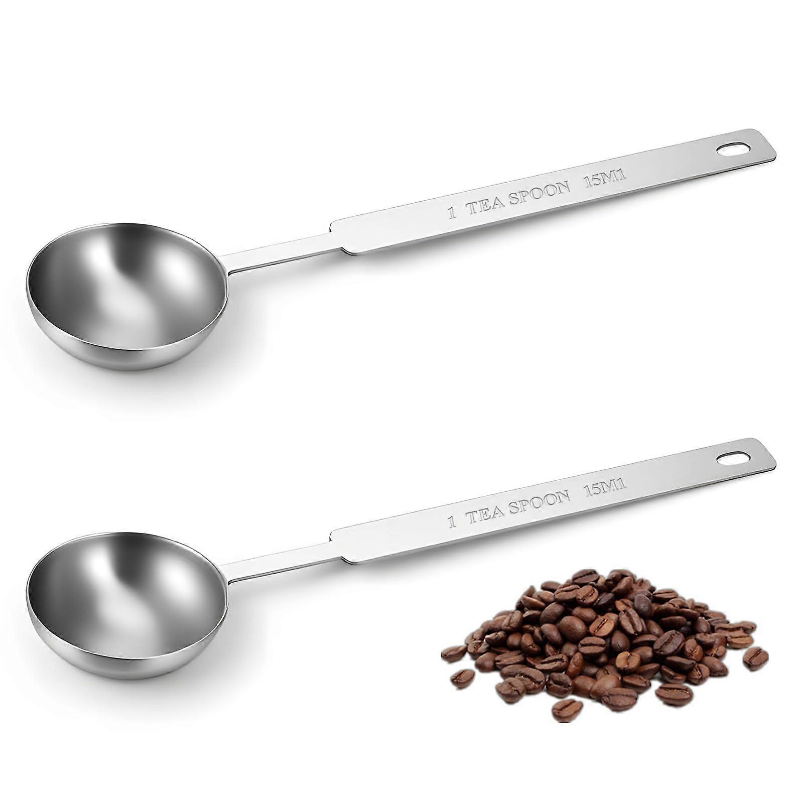 2 Pcs Stainless Steel Measuring Spoons 15ml Long Handle Coffee Scoop for Baking and Cooking
