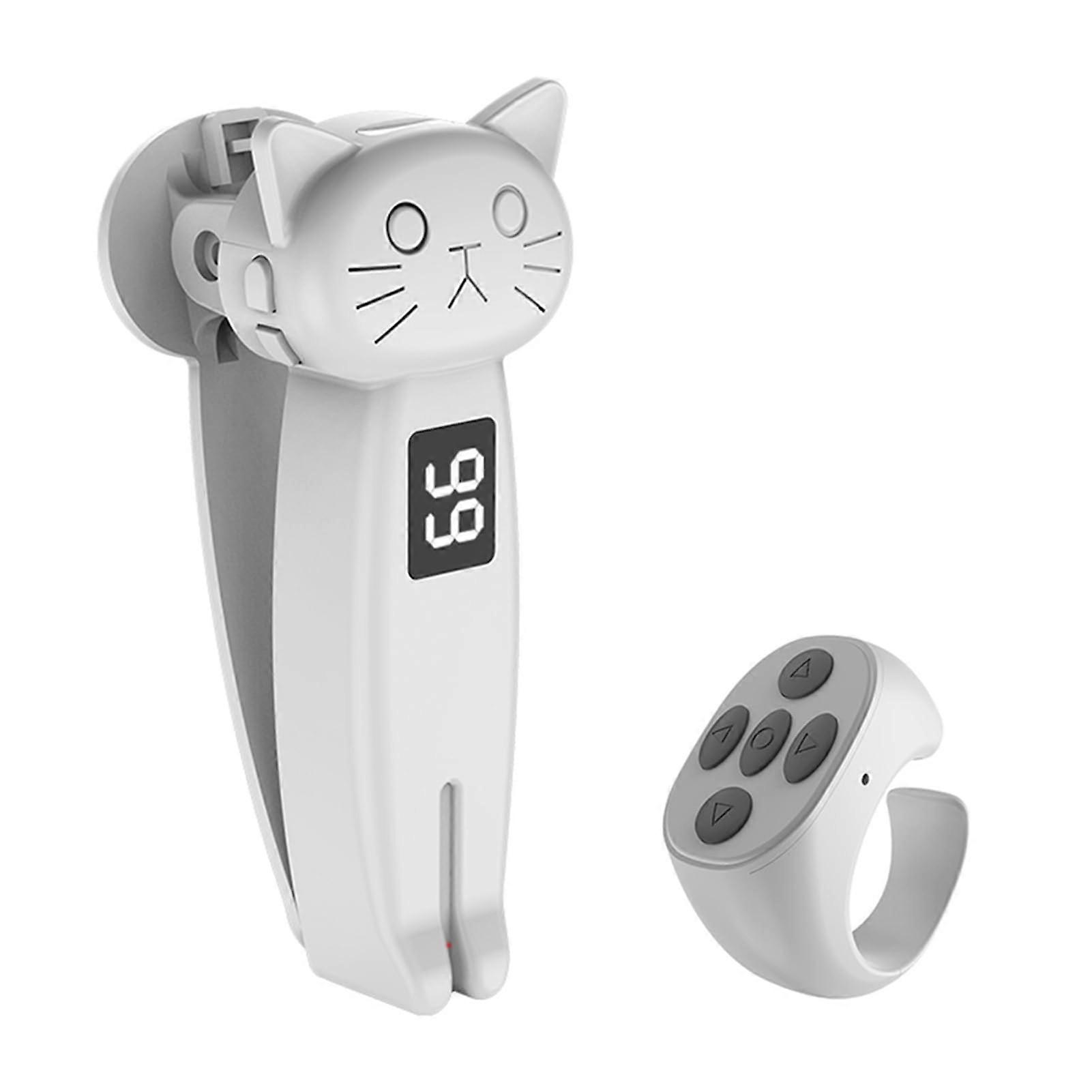 Tablet Remote Control Page Turner For Smart Screen Silent Click With Built In Battery Ring Remote White