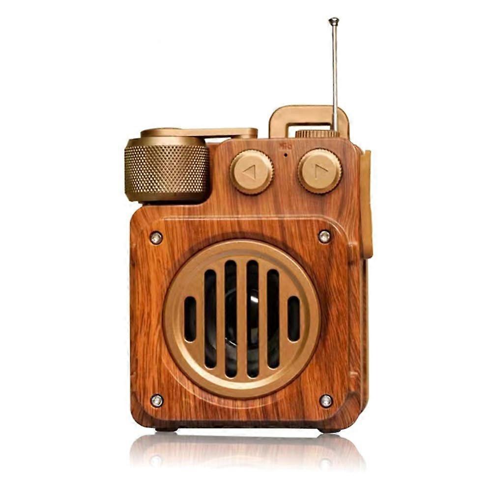 Retro Radio Bluetooth Speaker Portable Wireless Brown Color For Kitchen Table Old Fashion Style Easy To Use Clear Sound