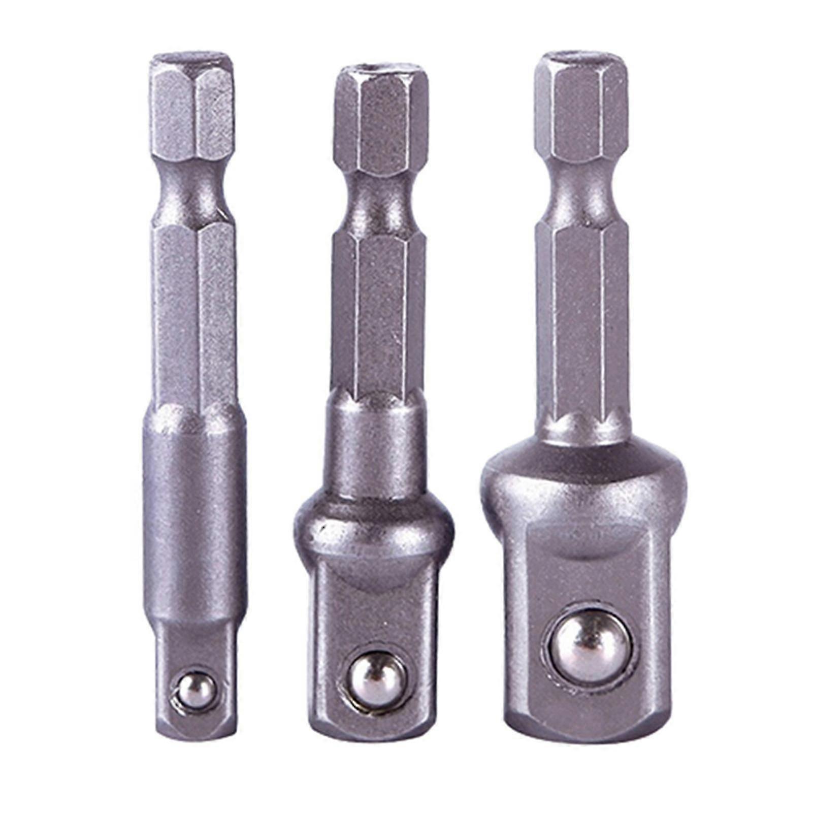 3pcs socket adapter sett sekskantskaft til 1/4