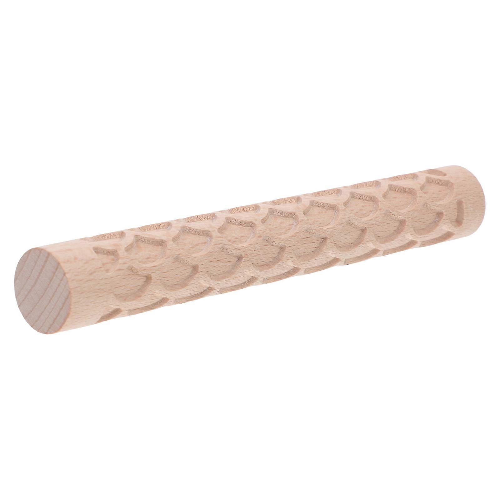 Wooden Clay Roller for DIY Versatile Embossed Rolling Pin with Khaki Finish Multifunctional Pottery Tool