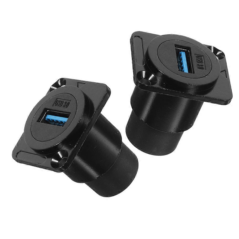 USB Panel Mount Bulkhead Connector for High-Speed Data Transfer 2Pcs Black