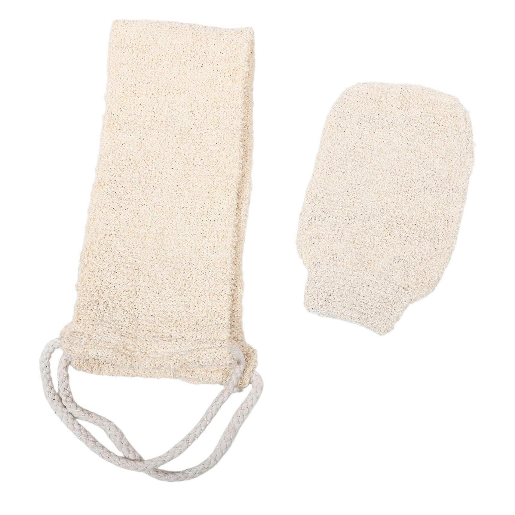 Exfoliating Body Scrubber Set with Long Handle Back Washer and Shower Gloves for Deep Cleansing