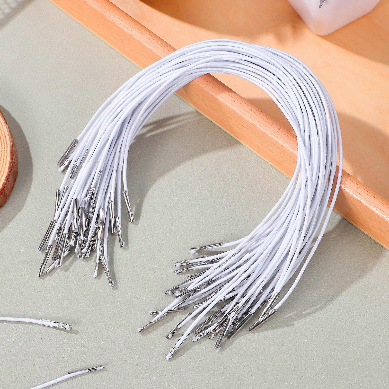 Elastic Barbed Cords Stretch String for Mask Making 50Pcs White