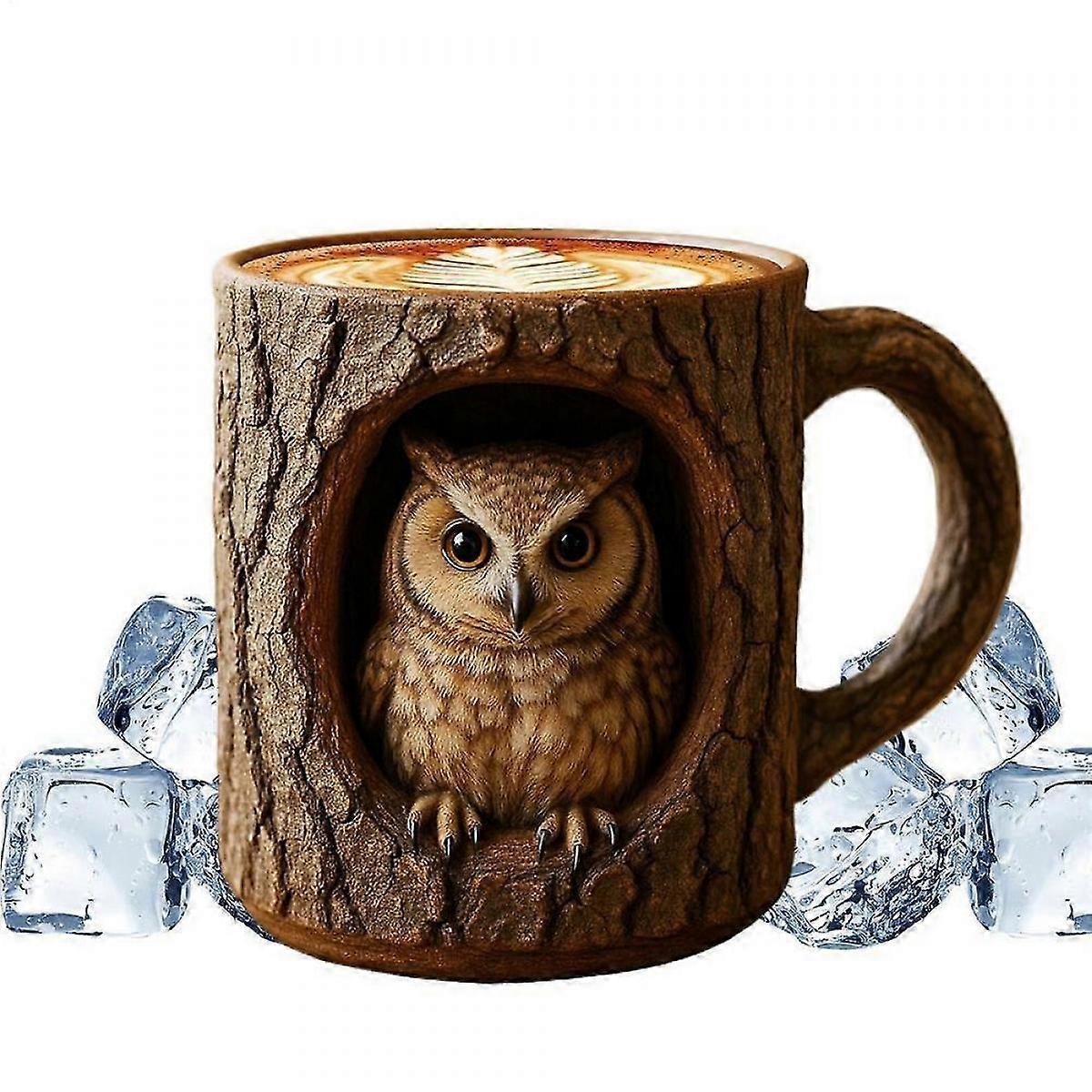 3D Animal Tree Hole Coffee Mug 11 Oz Reusable Cup