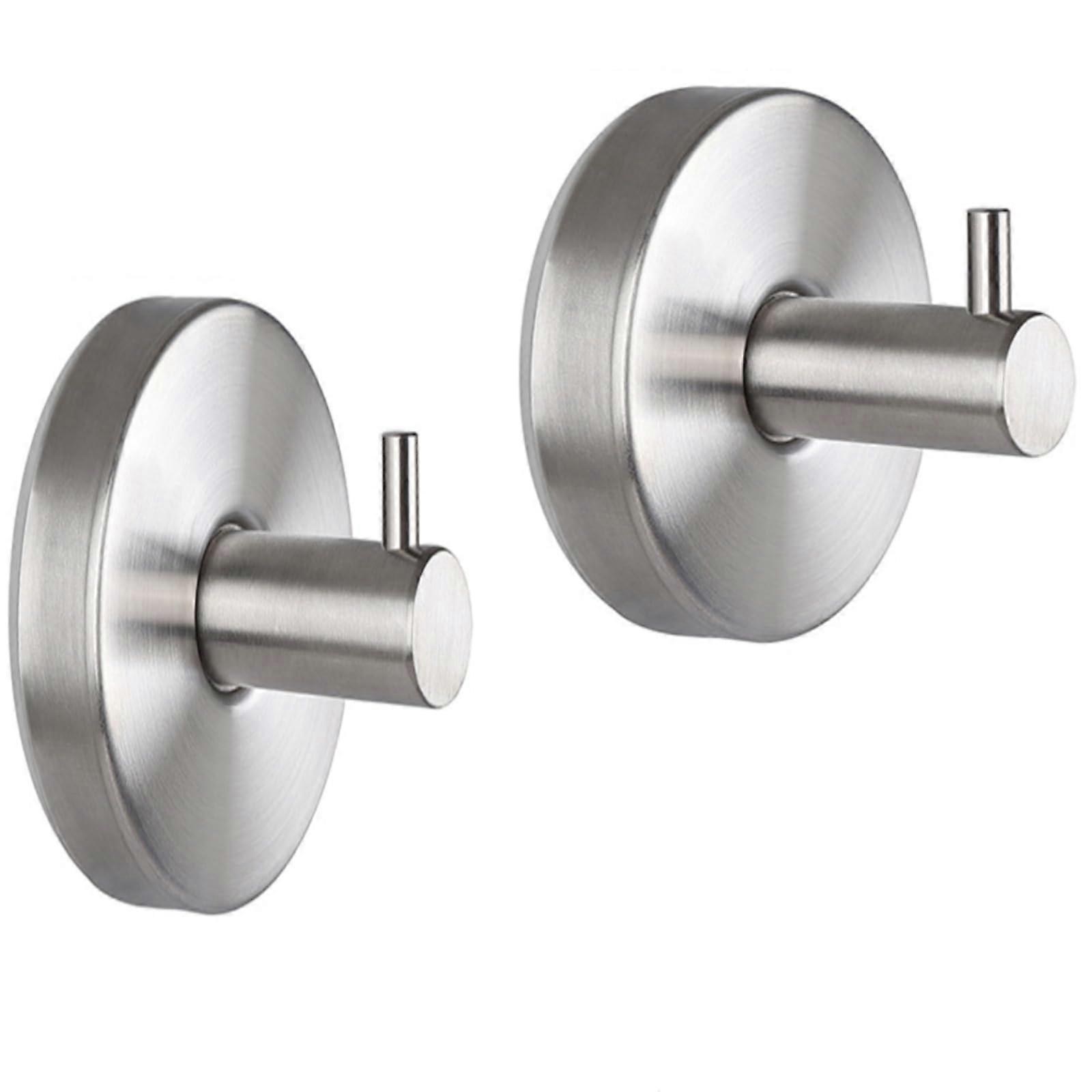 Suction Cup Hooks No Drill Waterproof Rustproof Removable Stainless Steel for Bathroom Kitchen (2 Silver)