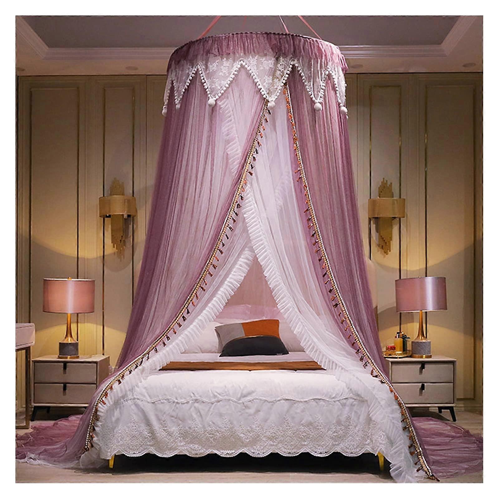 Mosquito Net Tent Foldable Canopy for Single Double Bed Hexagonal Design Purple 1.2m Travel Use