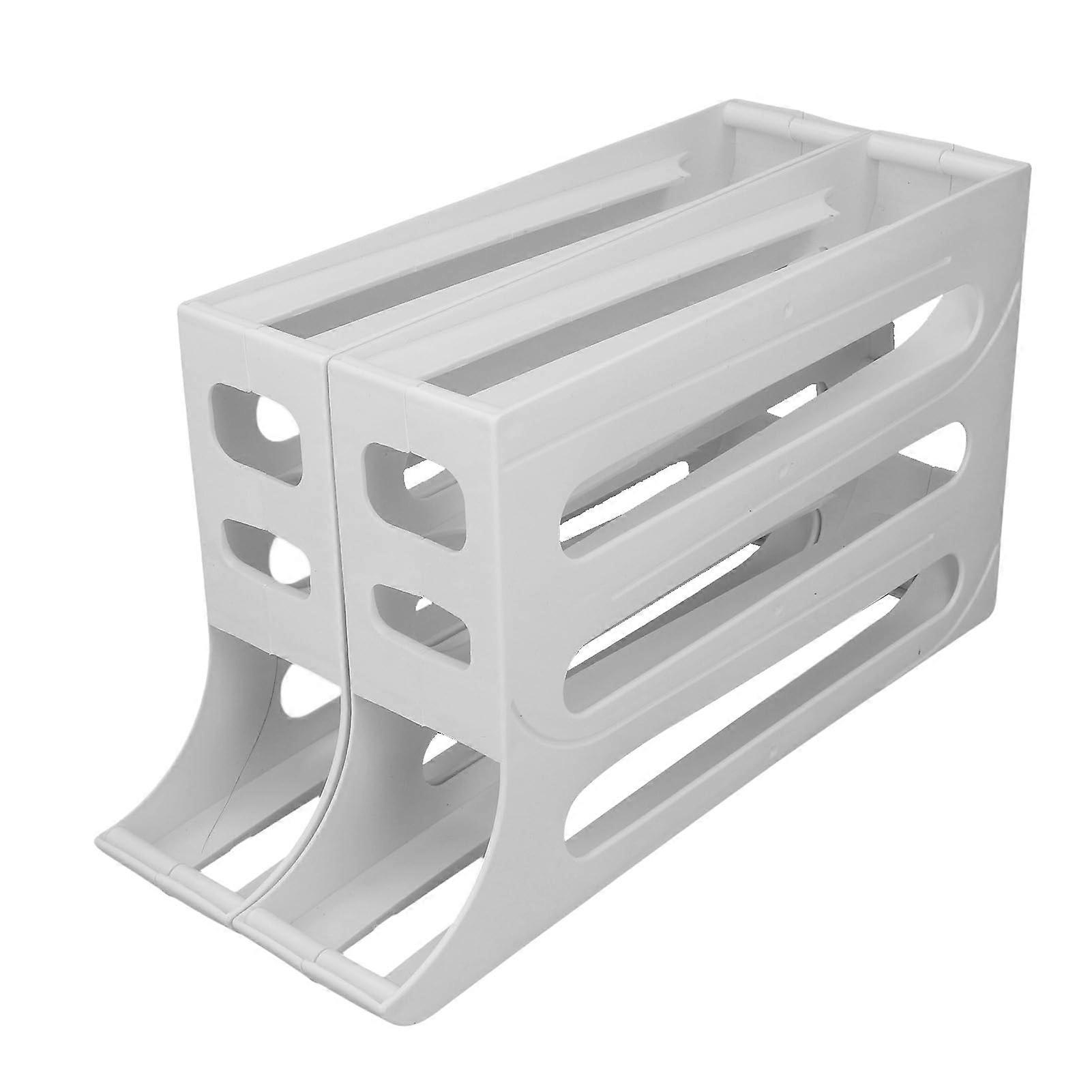 Egg Dispenser for Refrigerator, 60 Count Auto Rolling Space Saving Egg Tray Organizer White