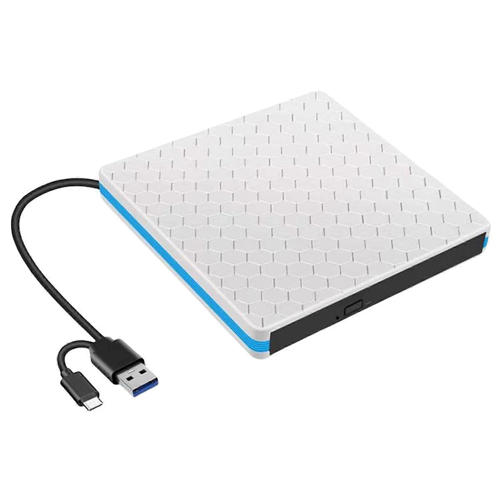 External DVD Drive USBC and USB 3.0 Tray Loading Noise Reduction Shockproof for Windows 10/8/7