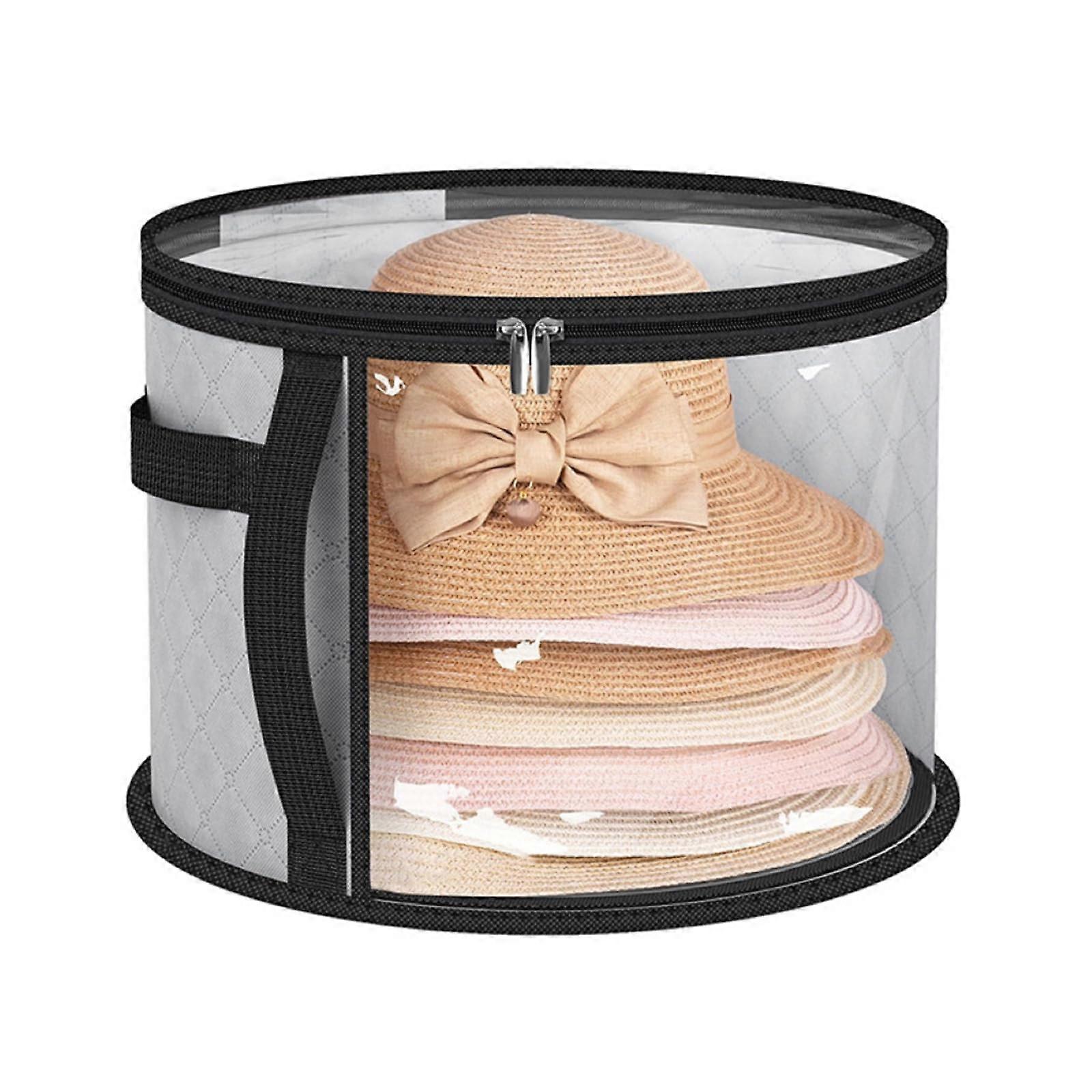 Hat Storage Organizer with Breathable Fabric, Foldable Travel Hat Box and Portable Handle