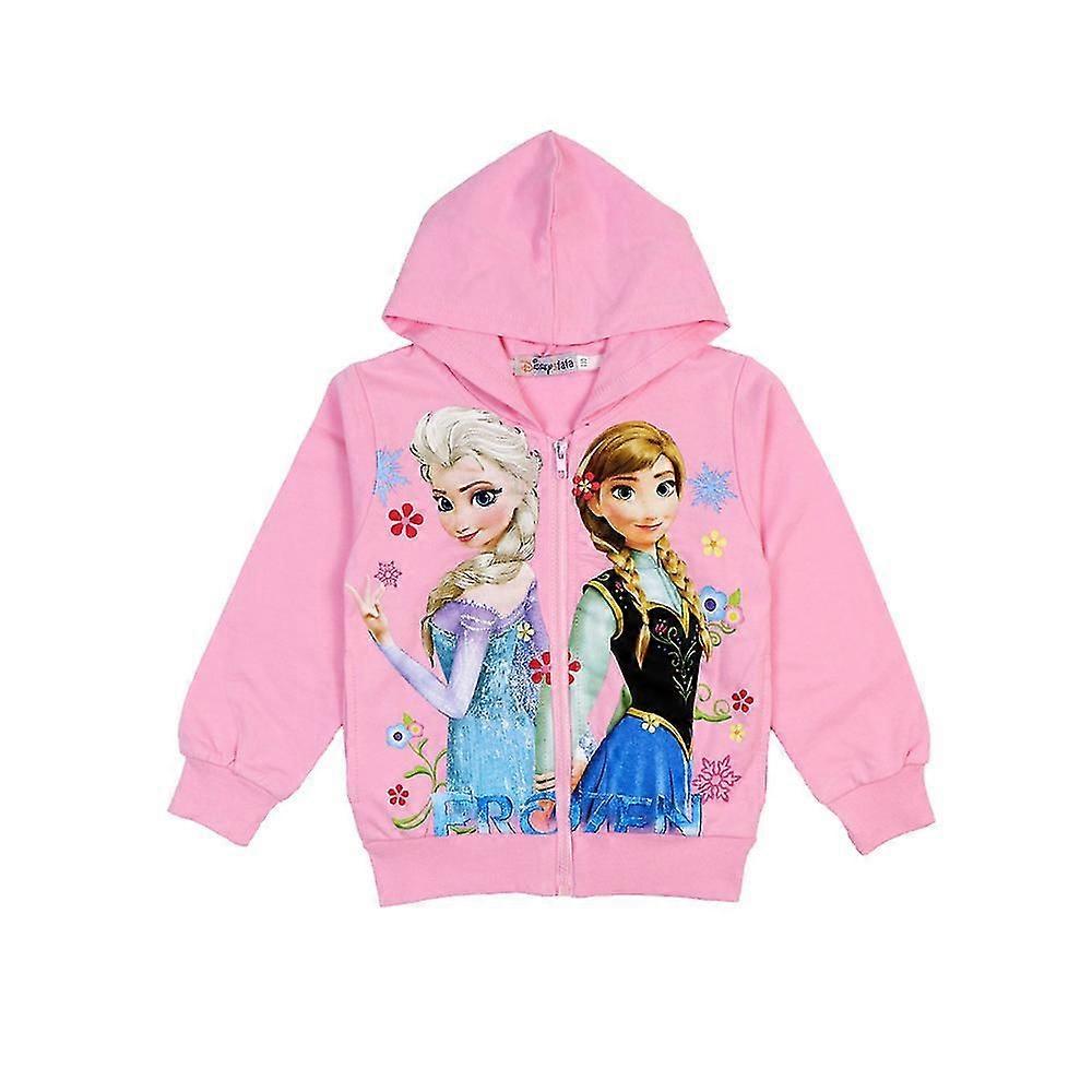 Frozen Elsa Anna Print Long Sleeve Hoodie Jacket Kids Girls Casual Hooded Coat Full Zip Outerwear