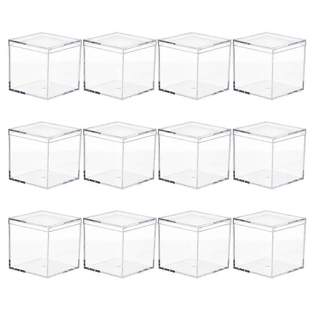 12Pcs Mini Acrylic Storage Box Square Candy Snacks Storage Container Gift Box