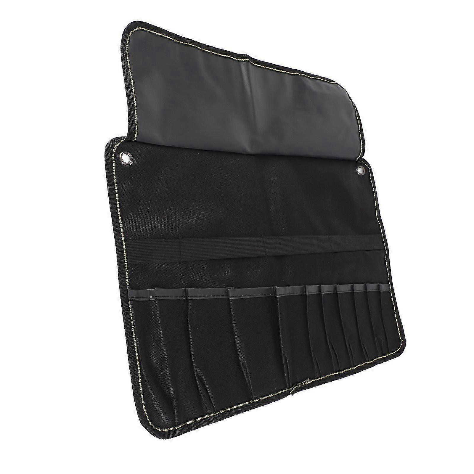 Motorcycle Roll Tool Pouch Large Capacity Thick Portable Multi Pocket Hanging Tool Roll Up Bag Black