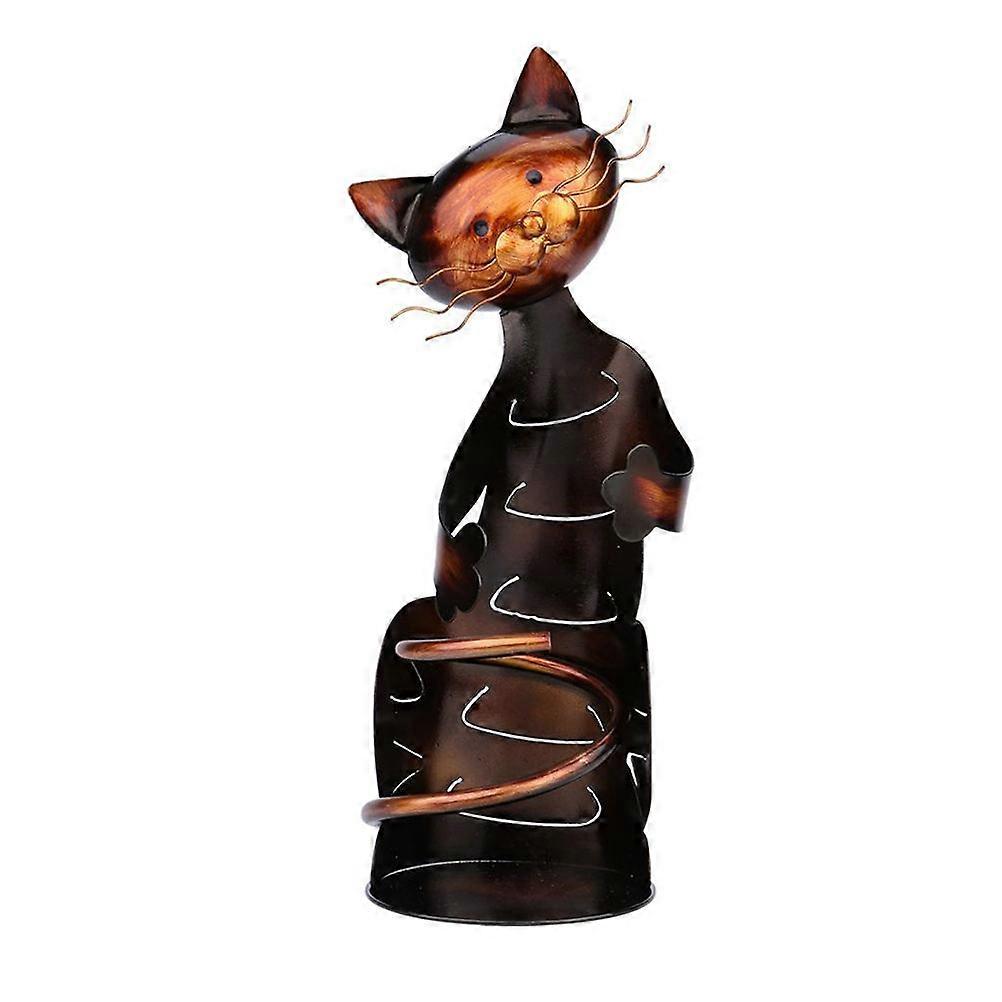 Cat Shape Iron Wine Rack Practical Sculpture Wine Stand for Storing 1Pcs