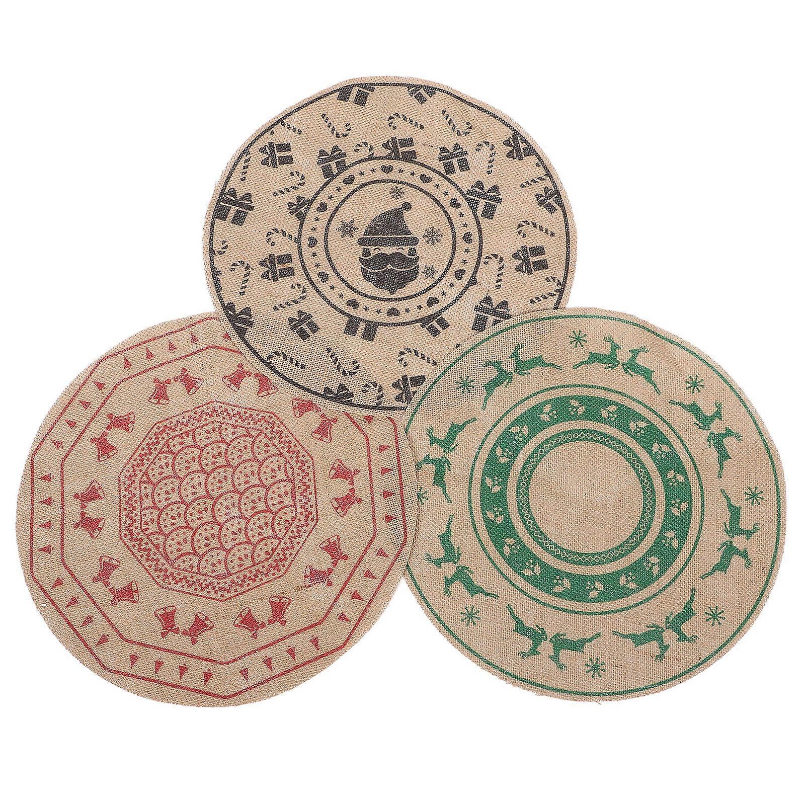 Round Placemats Burlap Black Nonslip For Everyday Dining 3Pcs