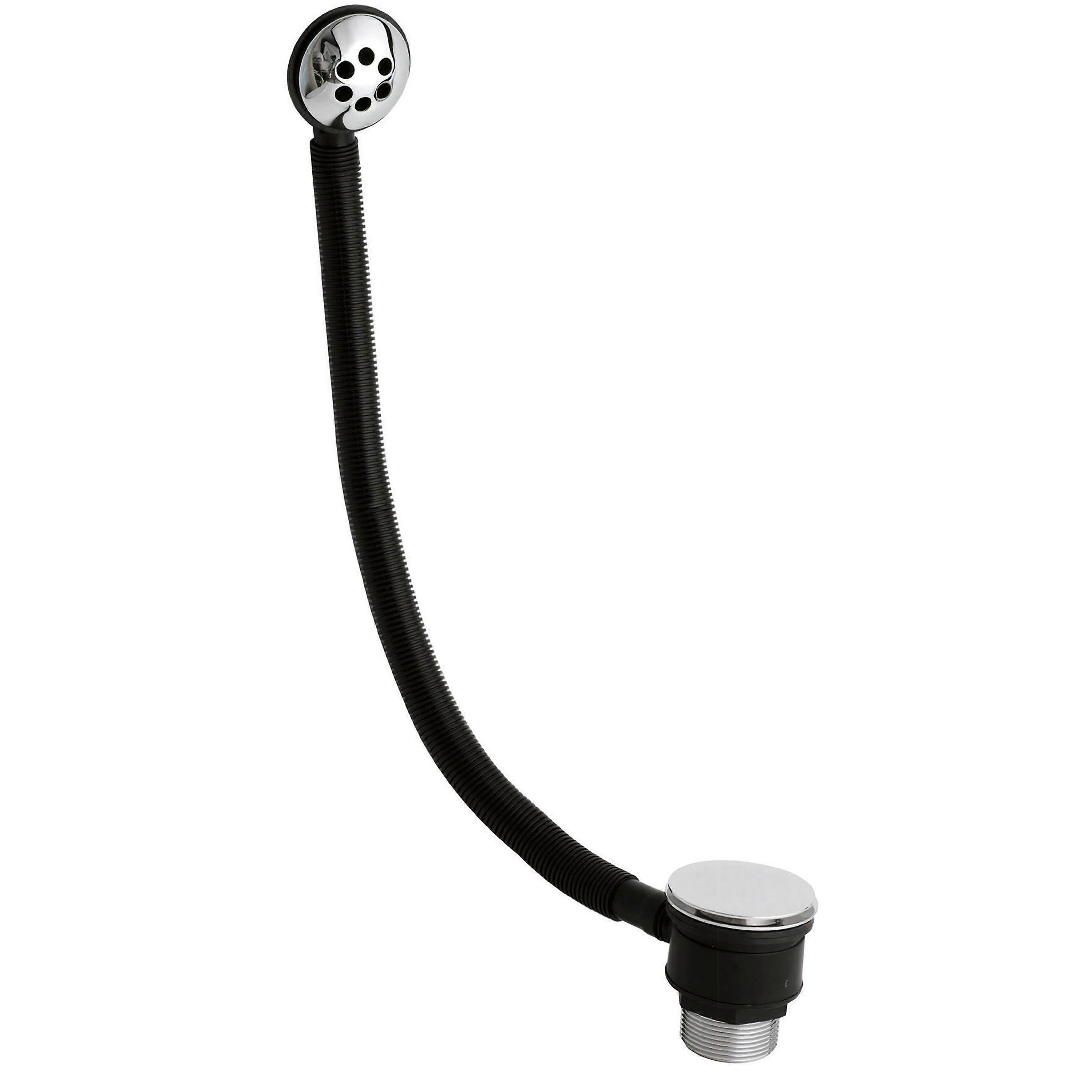 Bath Push Button Waste with Round Overflow for Baths up to 3mm Thick - Chrome