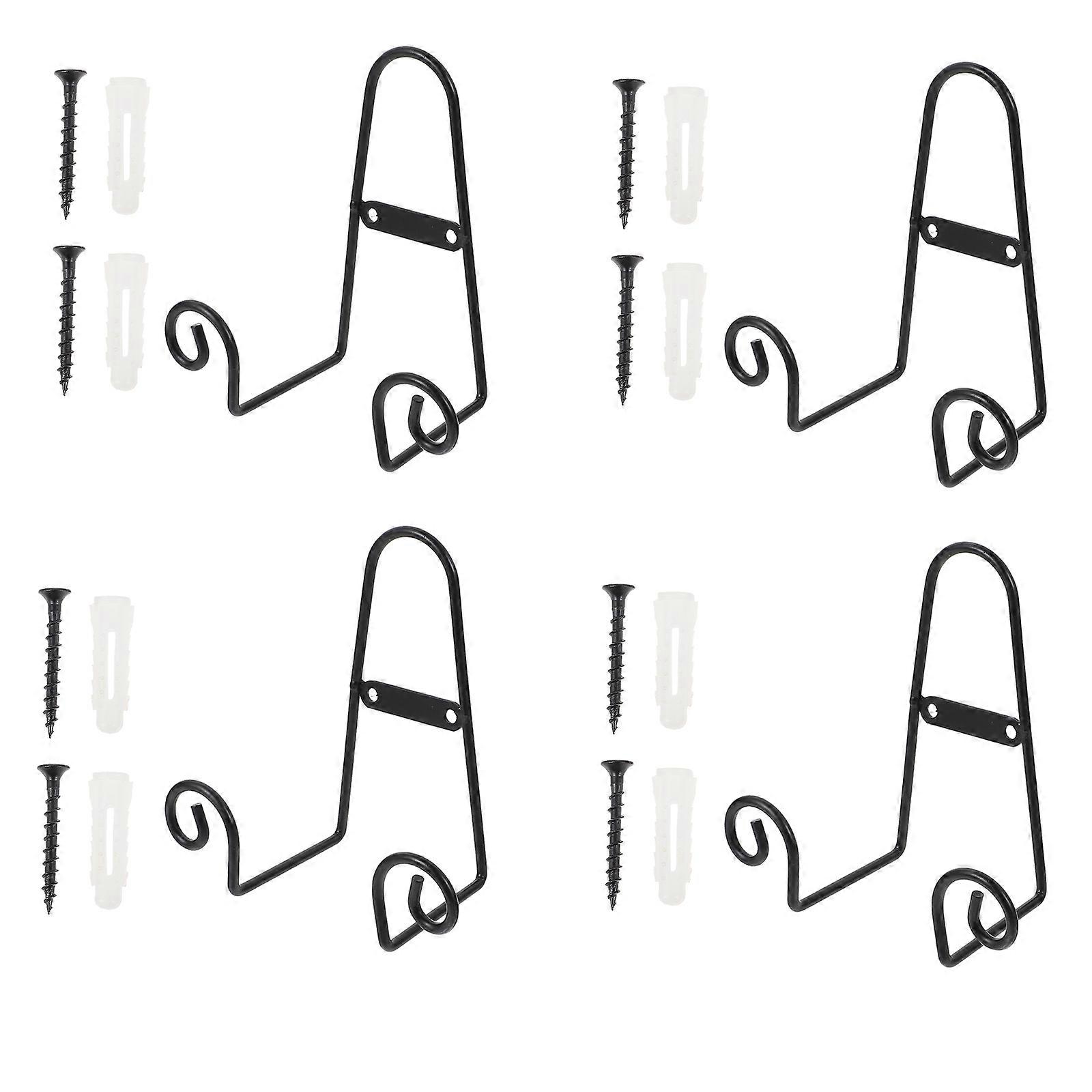 Ceramic Display Rack Decorative Plate Stand for Home Use 4Pcs Iron Holders