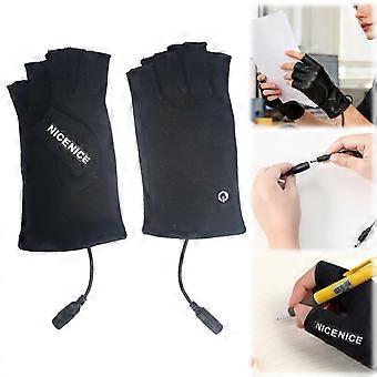 Oplaadbare verwarmde handschoenen voor dames en heren, USB-voeding, waterdicht, touchscreen-compatibel, halfvingerig, voor skiën, wandelen en fietsen