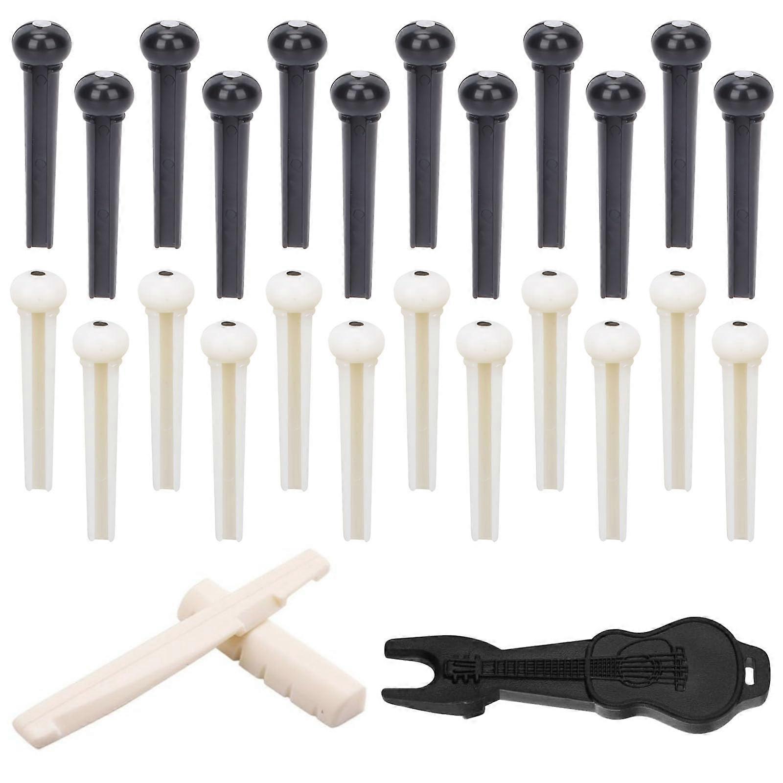 24pcs Acoustic Guitar Bridge Pins Set with Puller and Saddle Nut for Quick Replacement