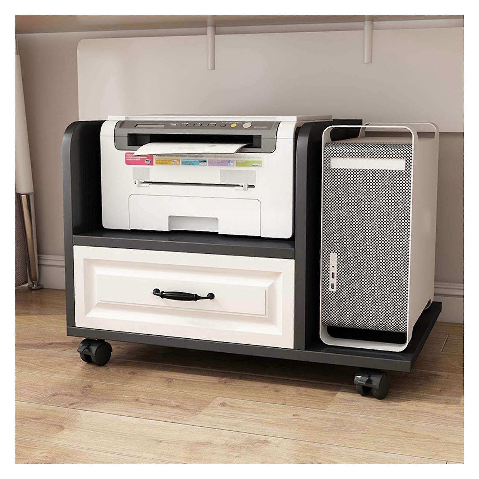 Large Black Computer Tower Stand with Wheels for Under Desk Printer and PC, SpaceSaving Design