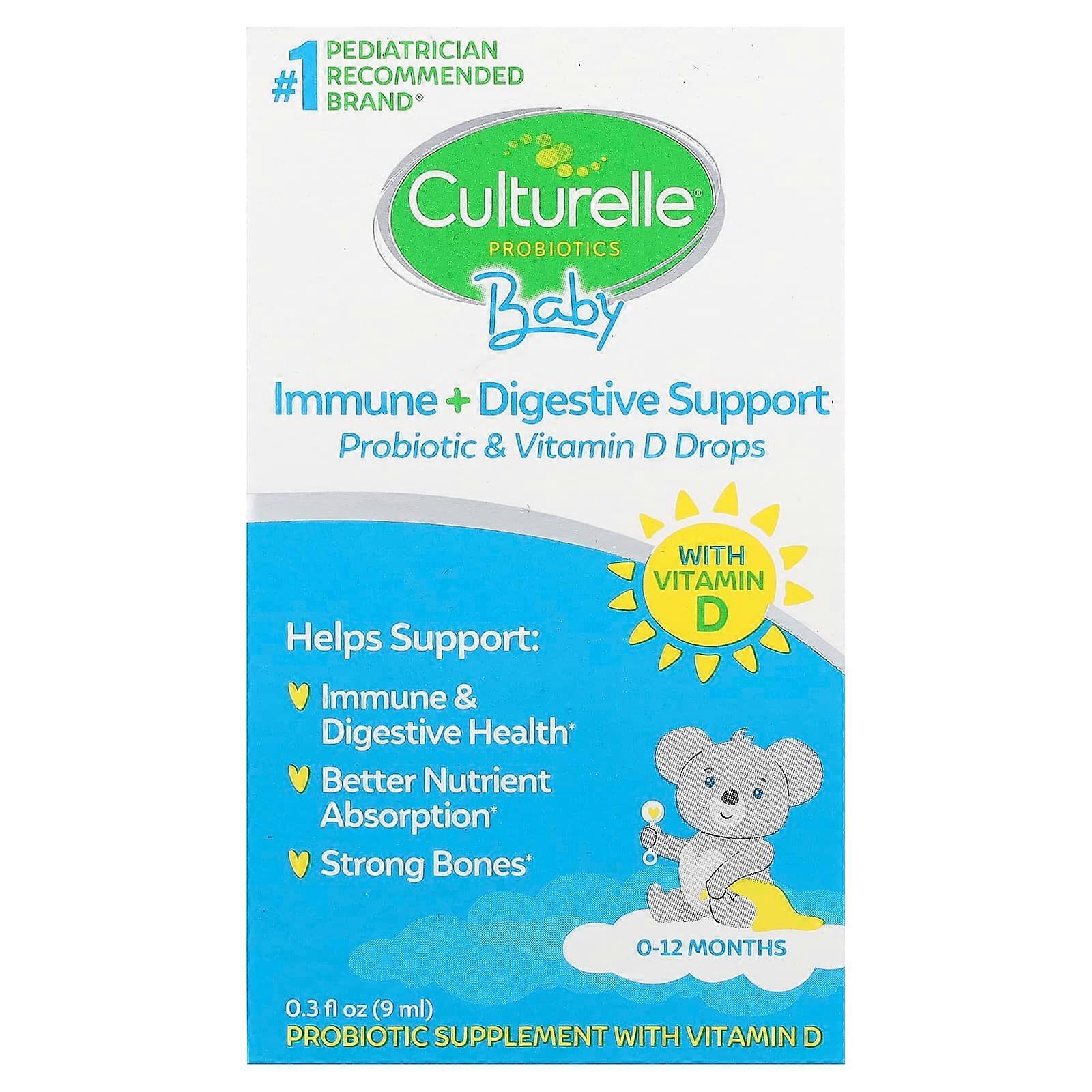Culturelle, Probiotics, Baby, Immune + Digestive Support, Probiotic & Vitamin D Drops, 0-12 Months, 0.3 fl oz (9 ml)