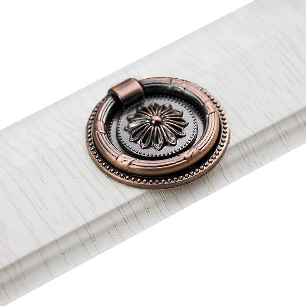 Sets Ring Handles, Round Knobs, Antique Handles, Retro Invisible Hardware Cabinet Knobs, Interior Handles(Red Copper)