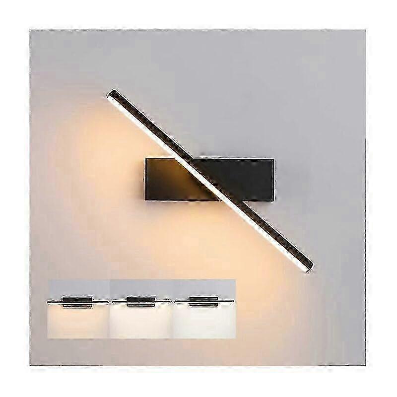 Dimmable LED Wall Light Rotatable Adjustable Modern Bedside Lamp for Reading, Black, 30cm